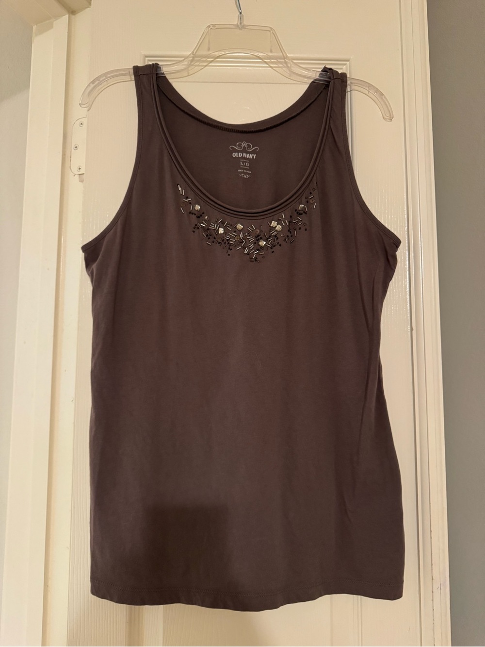 Old Navy Brown Embellished Scoop Neck Tank